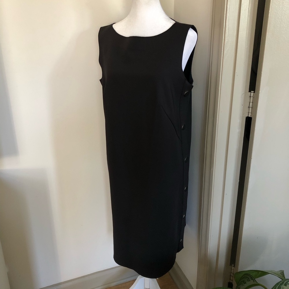 ESCADA Sport Sz 42 Black stretch neoprene shift Midi dress LOVE!